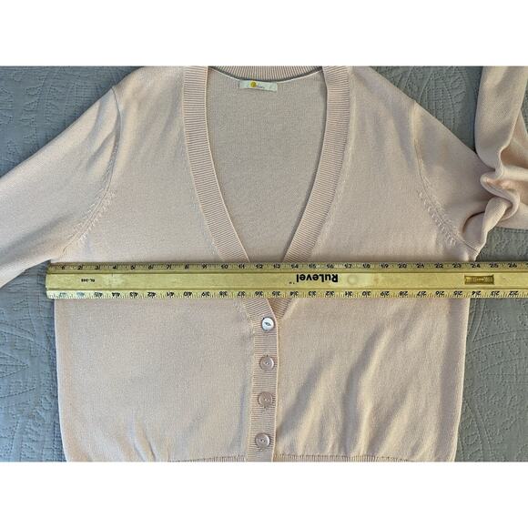 Boden Sz XL Lt Pink Button V Neck Long Slv Rubbed Cuff And Hem Ctn/Wool Cardigan - Picture 4 of 6